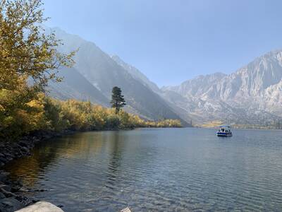 Photo of a smokey landscape in California. Fall.