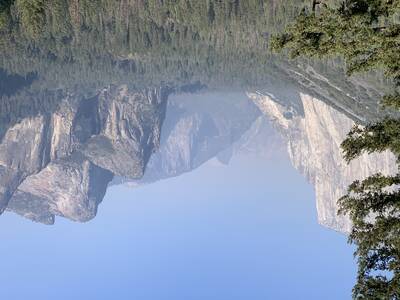Photo of a smokey landscape in California. Fall.