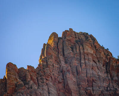 Photo showing detail of the cliffs in Zion National Park. Fall.