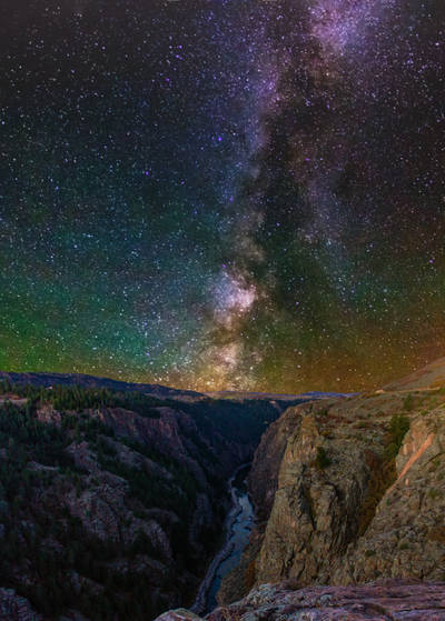 Photo of the Milky Way over Gunnison River gorge.