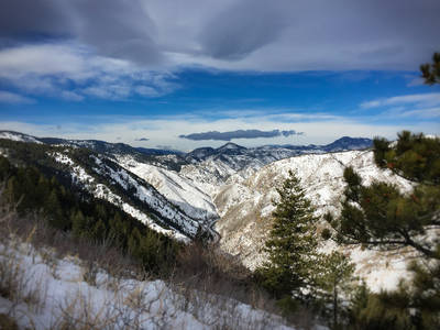 Front range mountains after snowfall.