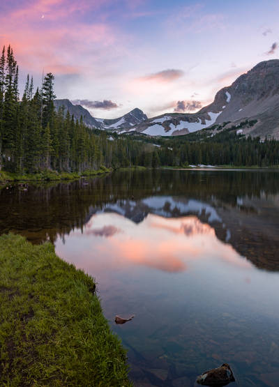 Photo of the sunset at Lake Mitchell in the Indian Peaks Wilderness.
