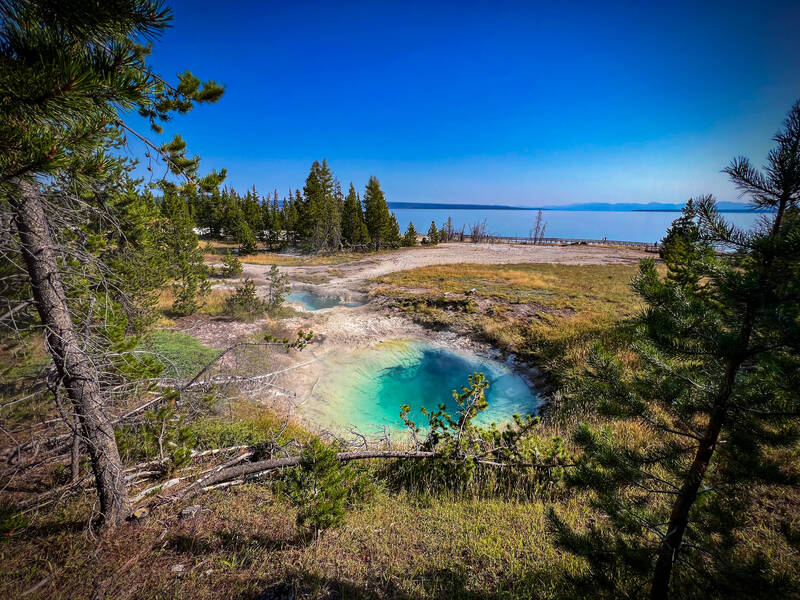 Photo of a geyser in the West Thumb region of in Yellowstone.
